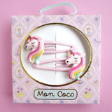 Mon Coco Rainbow unicorn hair clip set