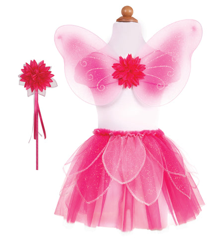 Pink fairy outfit with wings and wand