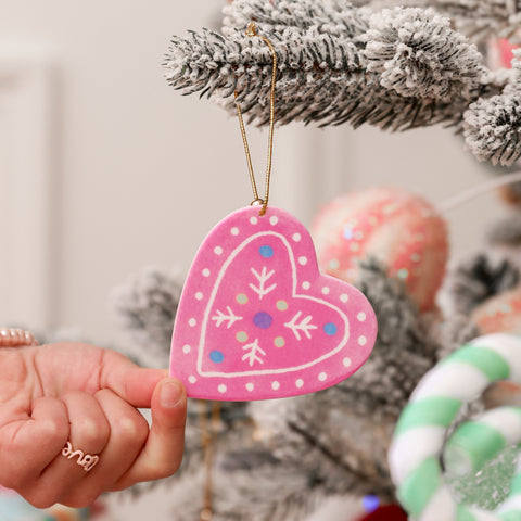 Lauren Hinkley pink heart Christmas decoration