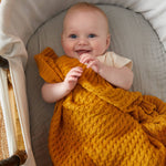 Mustard coloured Basket weave baby blanket by Nordic Kids