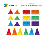 Contents of Connetix tiles 24 piece mini rainbow pack
