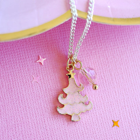 Lauren Hinkley pink Christmas tree necklace