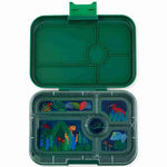 Yumbox Tapas 5 in Greenwich Green with the jungle tray
