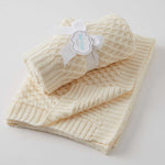 Cream coloured basket weave baby blanket