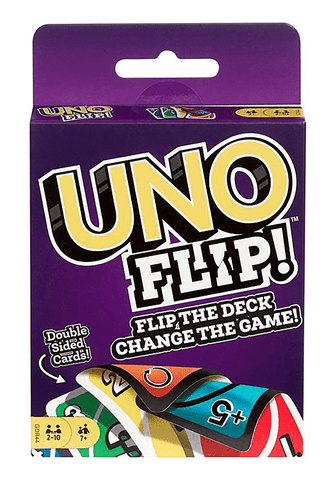 Uno Flip! card game suitable for 7 years and older.